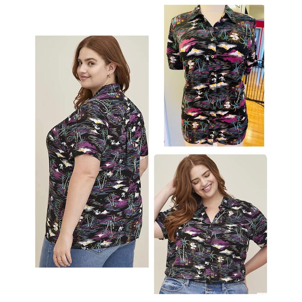Torrid Disney Nightmare Before Christmas Zero Sally Jack Hawaii Button Up Top 00